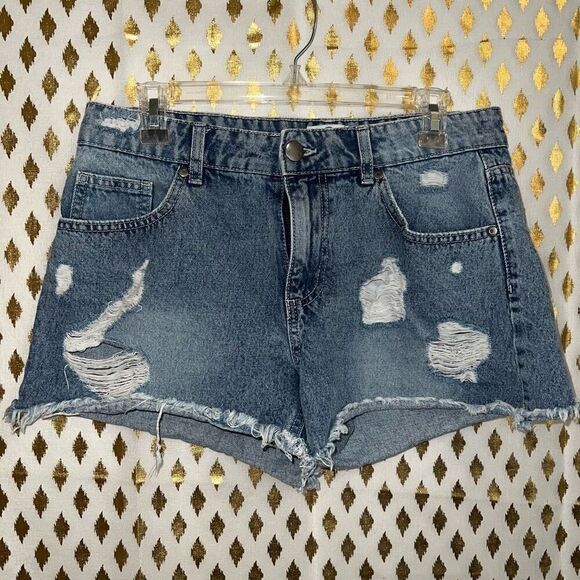 Cotton on denim cut off shorts hot pants distressed mid Saturday size 6 - Picture 1 of 3